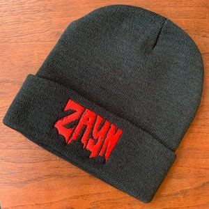 ZAYN Logo Embroidered Black & Red Knit Beanie | Zayn Malik "Nobody is Listening"